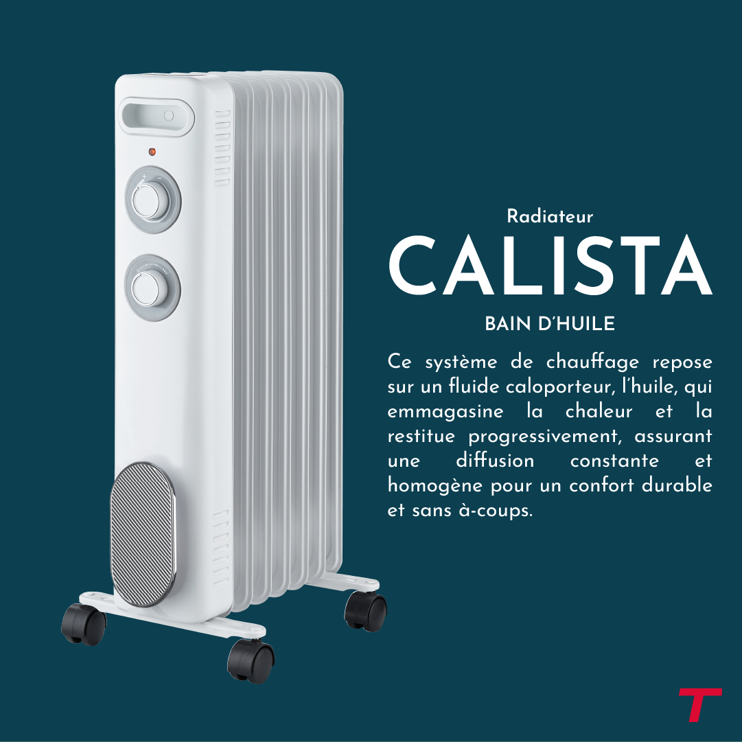 Radiateur CALISTA blanc de 2000W de la marque Thomson avec sa technologie bain d'huile