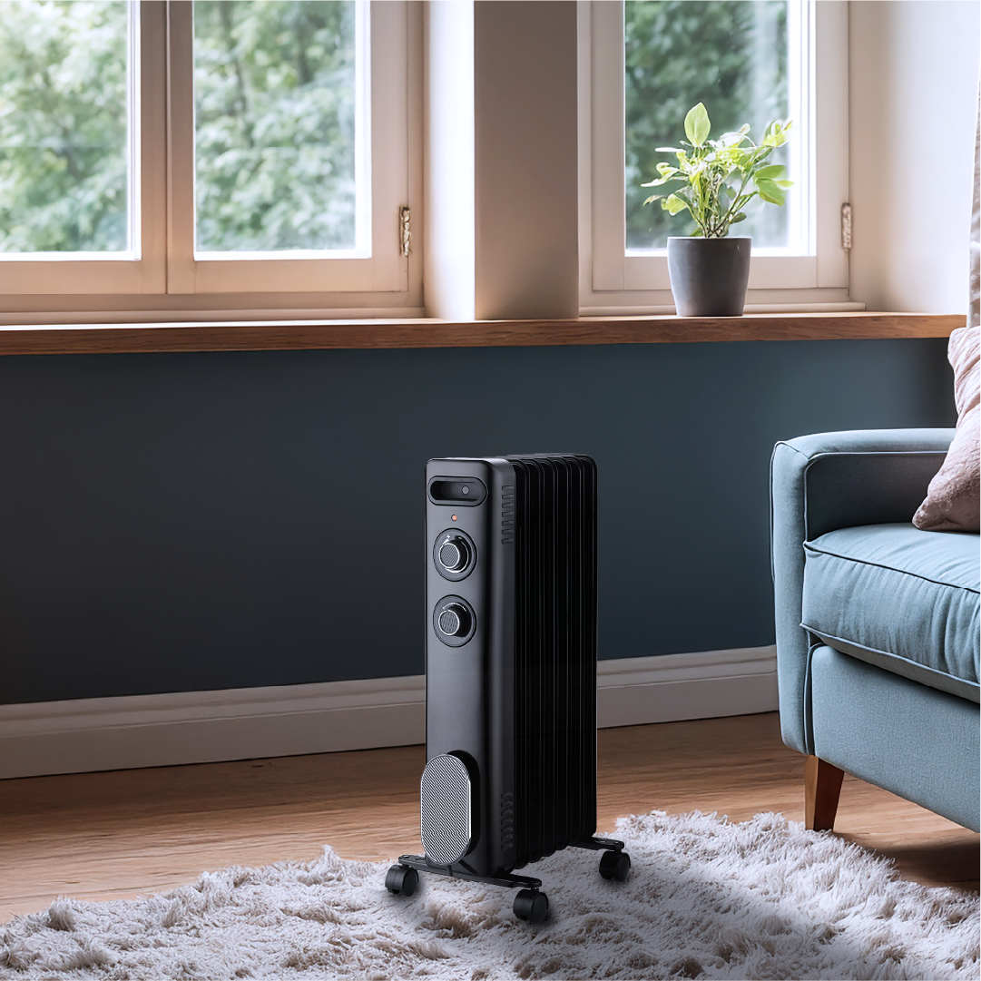 Radiateur CALISTA noir de 2000W de la marque Thomson dans une image d'ambiance