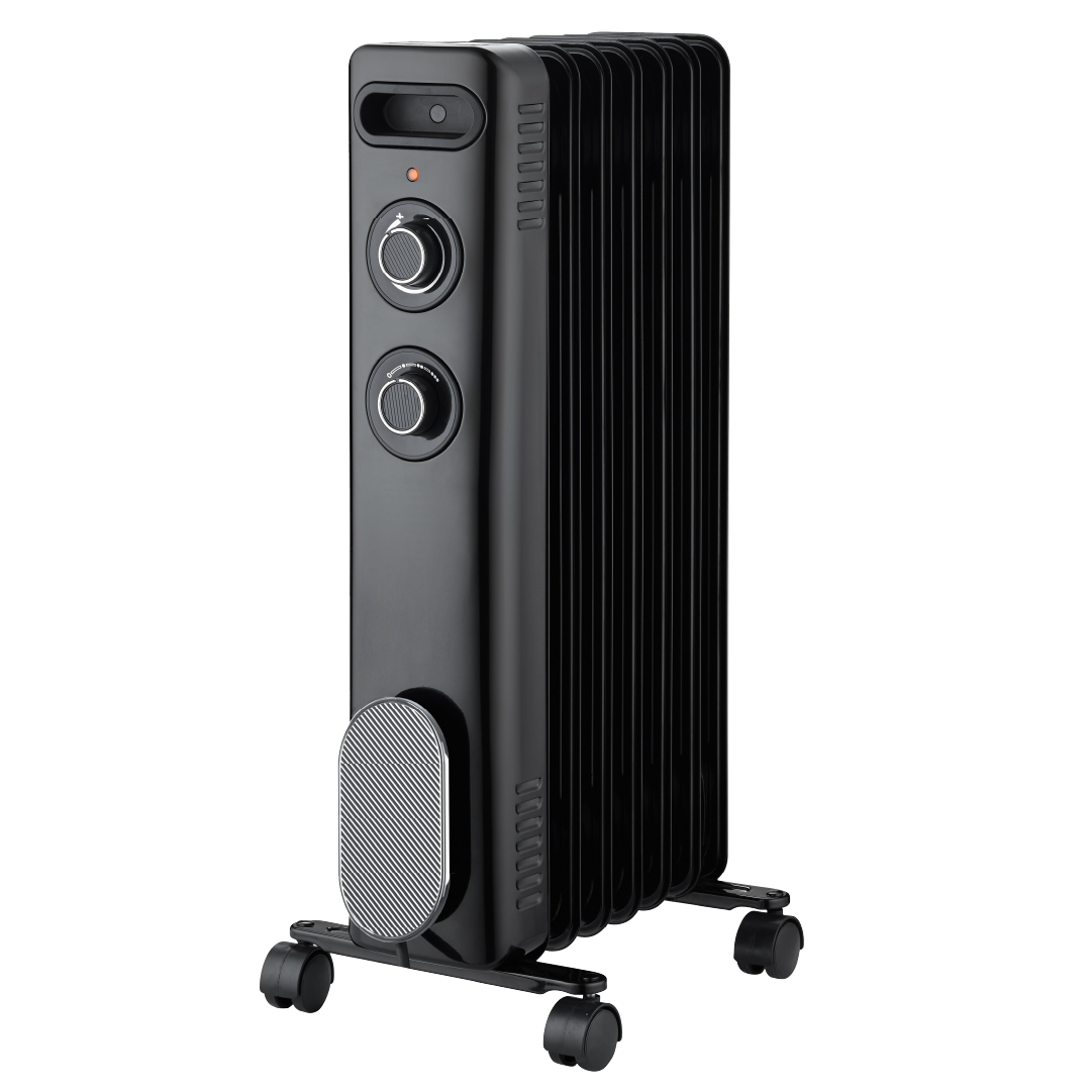 Radiateur CALISTA noir de 2000W de la marque Thomson de biais