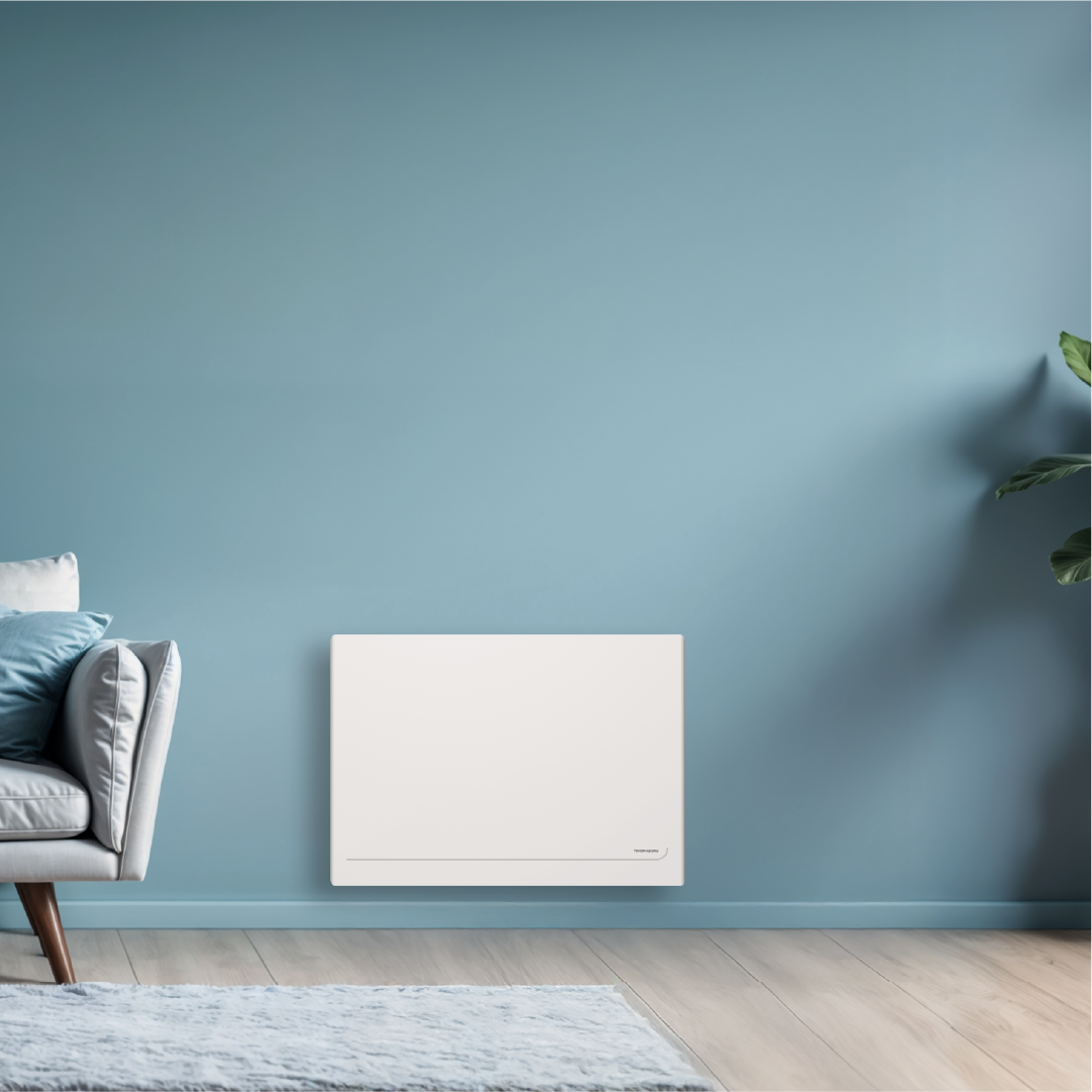 Radiateur électrique MILLA de 1000W de la marque Thomson dans une image d'ambiance. 