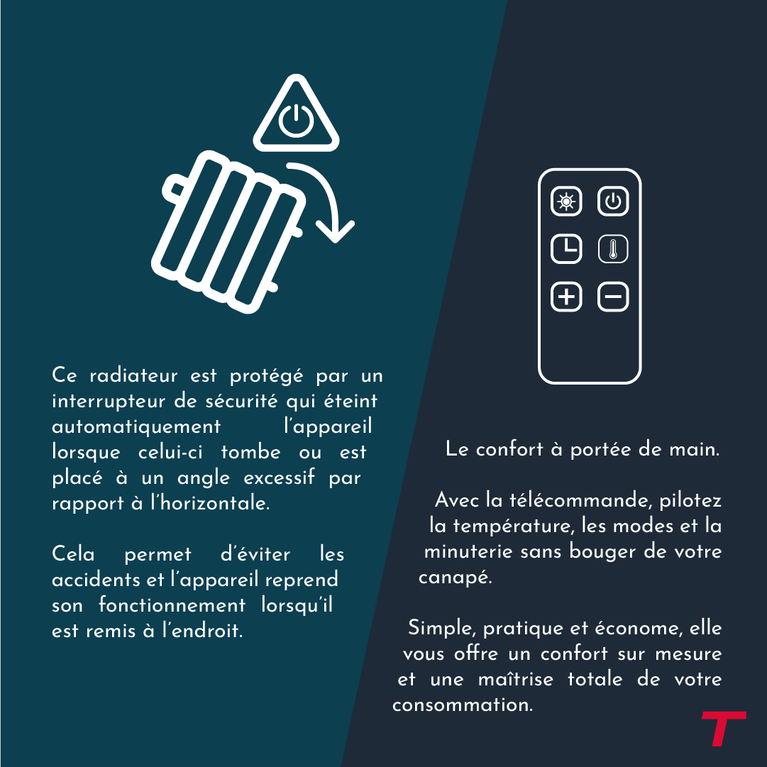 Radiateurs MILLO de 2000W de la marque Thomson avec ses autres fonctionnalités 