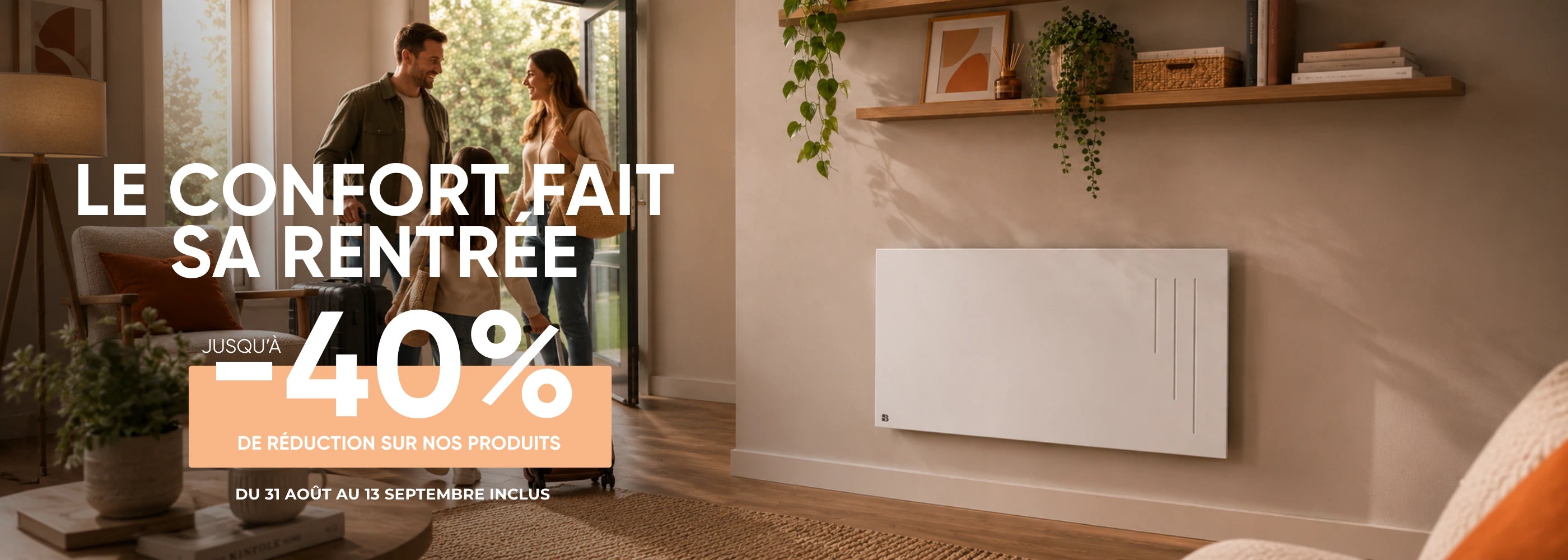 Bannière promotionnelle Bestherm - Le confort fait sa rentrée, jusqu'à -40% sur les radiateurs électriques