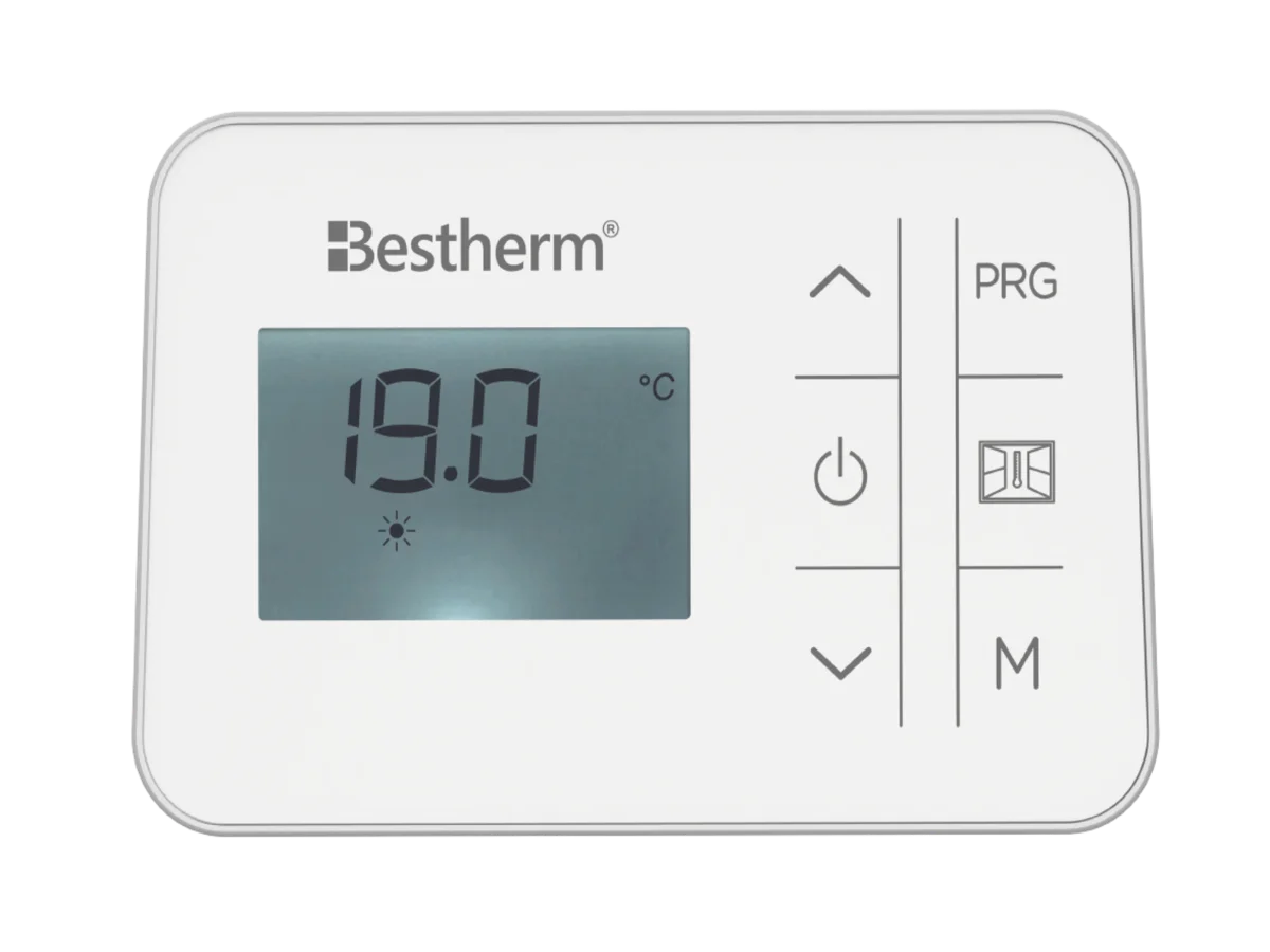 Thermostat du radiateur à inertie sèche céramique ALBA sur fond blanc
