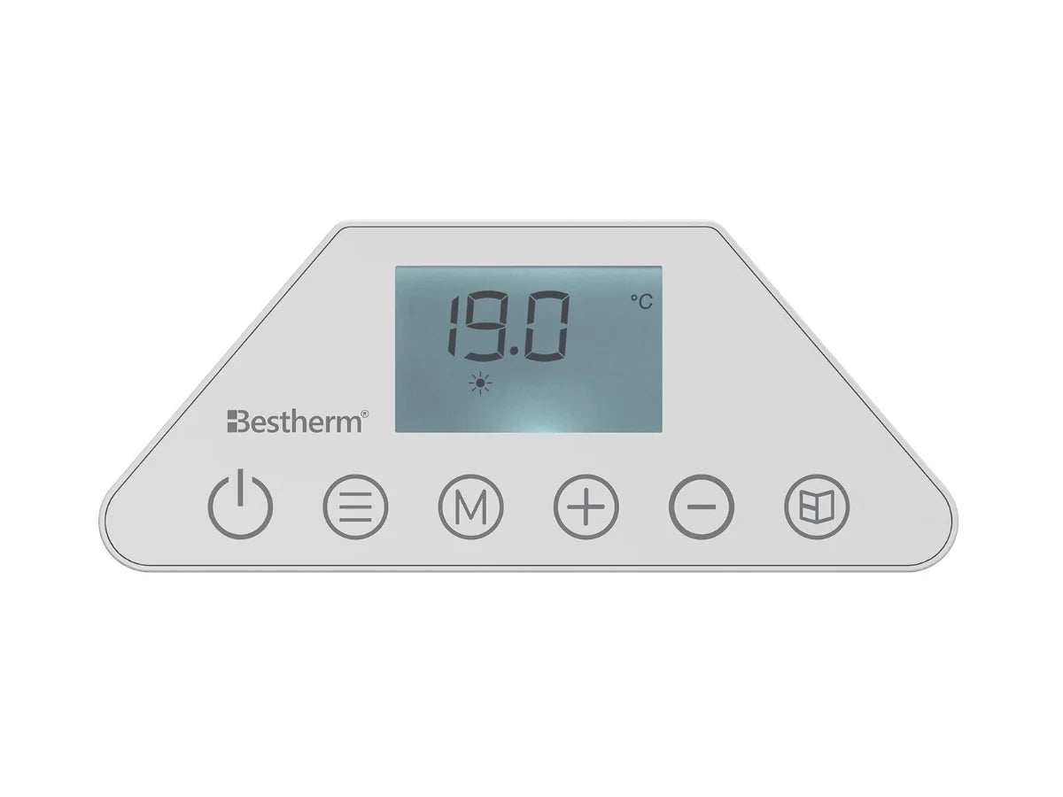 Thermostat du radiateur double cœur fonte+ film chauffant EOLE sur fond blanc