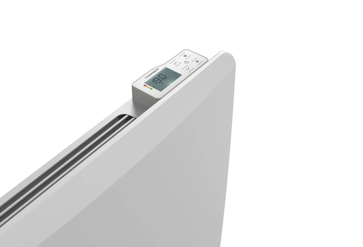 Zoom sur le thermostat du radiateur à inertie sèche connecté MOLY de Thomson
