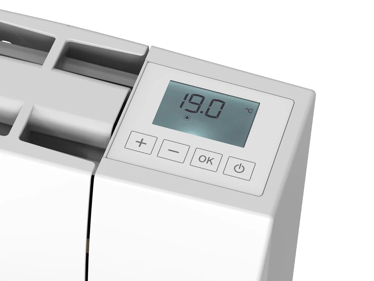 Termostato del radiatore a inerzia secca in ceramica TIKEI su sfondo bianco